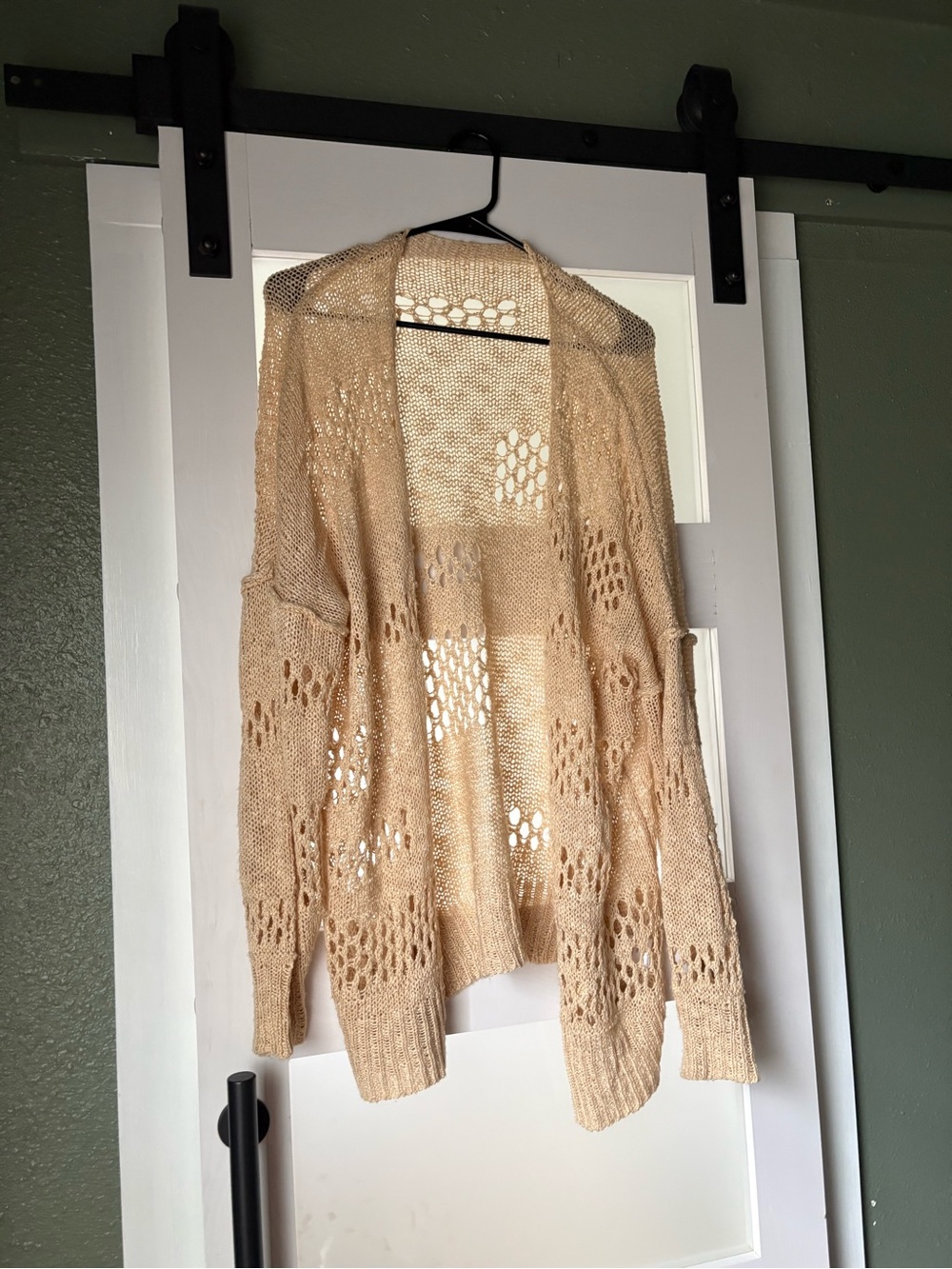 Open-Knit Cream Women's Cardigan Sweater